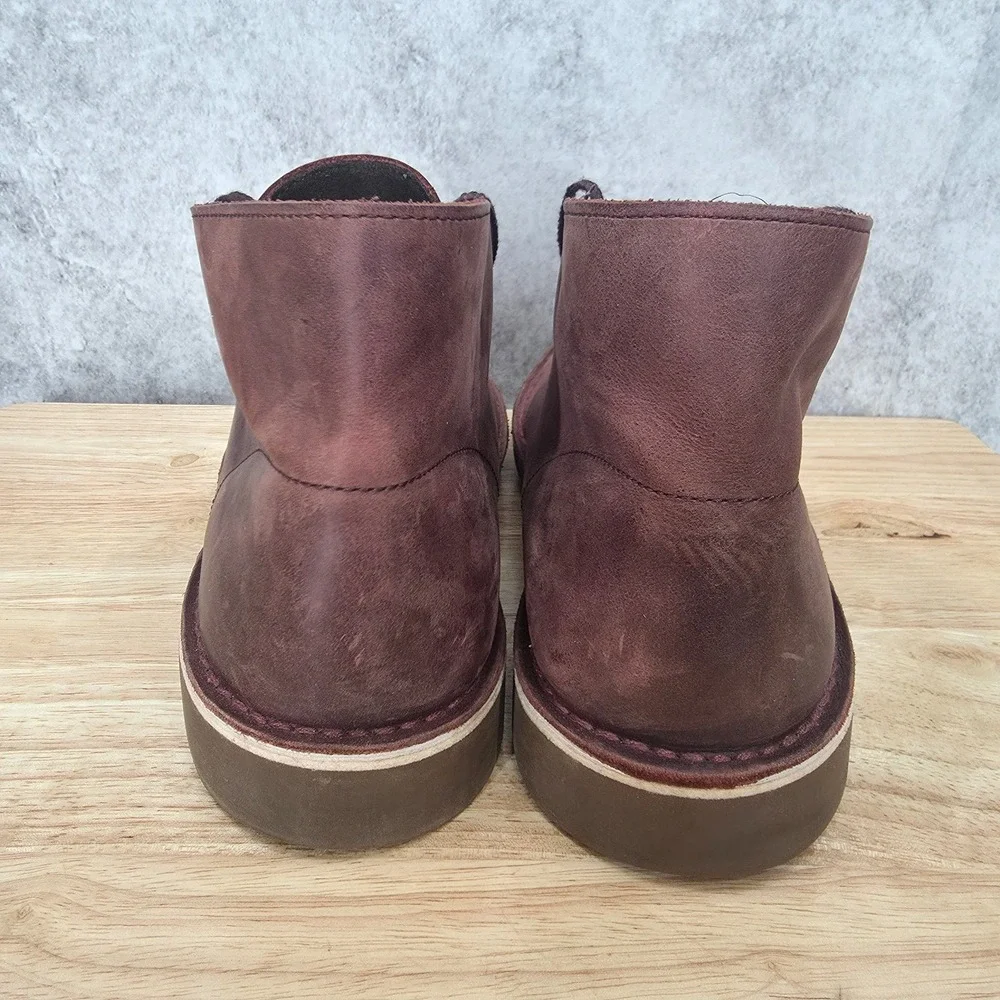 Clarks Bushacre 2 Boots Mens 10‎ Leather Chukka Aubergine Wine Ankle Lace Up
